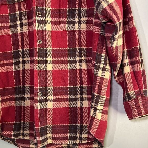 FIELD & STREAM Button Heavy Flannel Shirt Classic Red Lumberjack Plaid Mens M - Picture 3 of 10